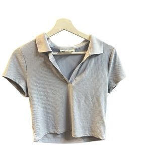 Blue collar crop top